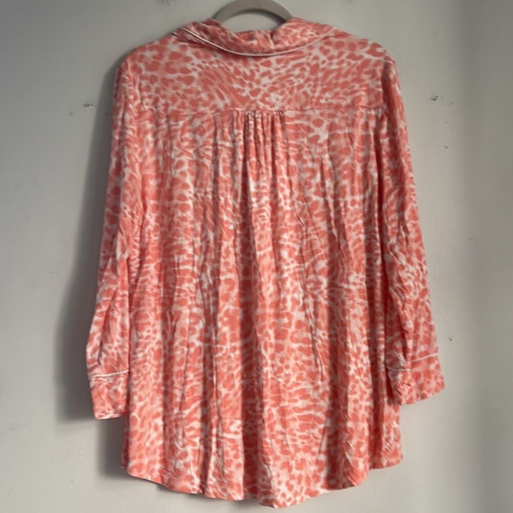 Soma very soft jersey knit leopard print long sleeve button down pajama top sz L - Picture 6 of 6